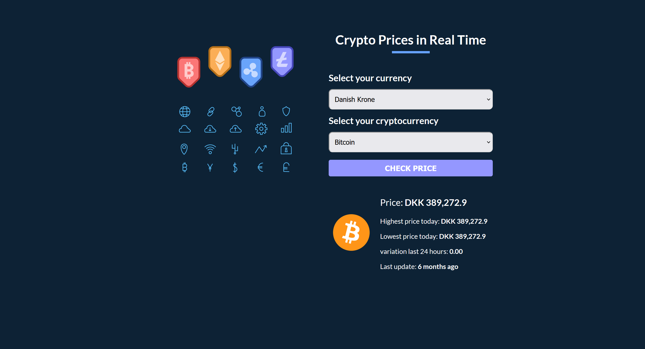 Screenshot of the crypto compare website.