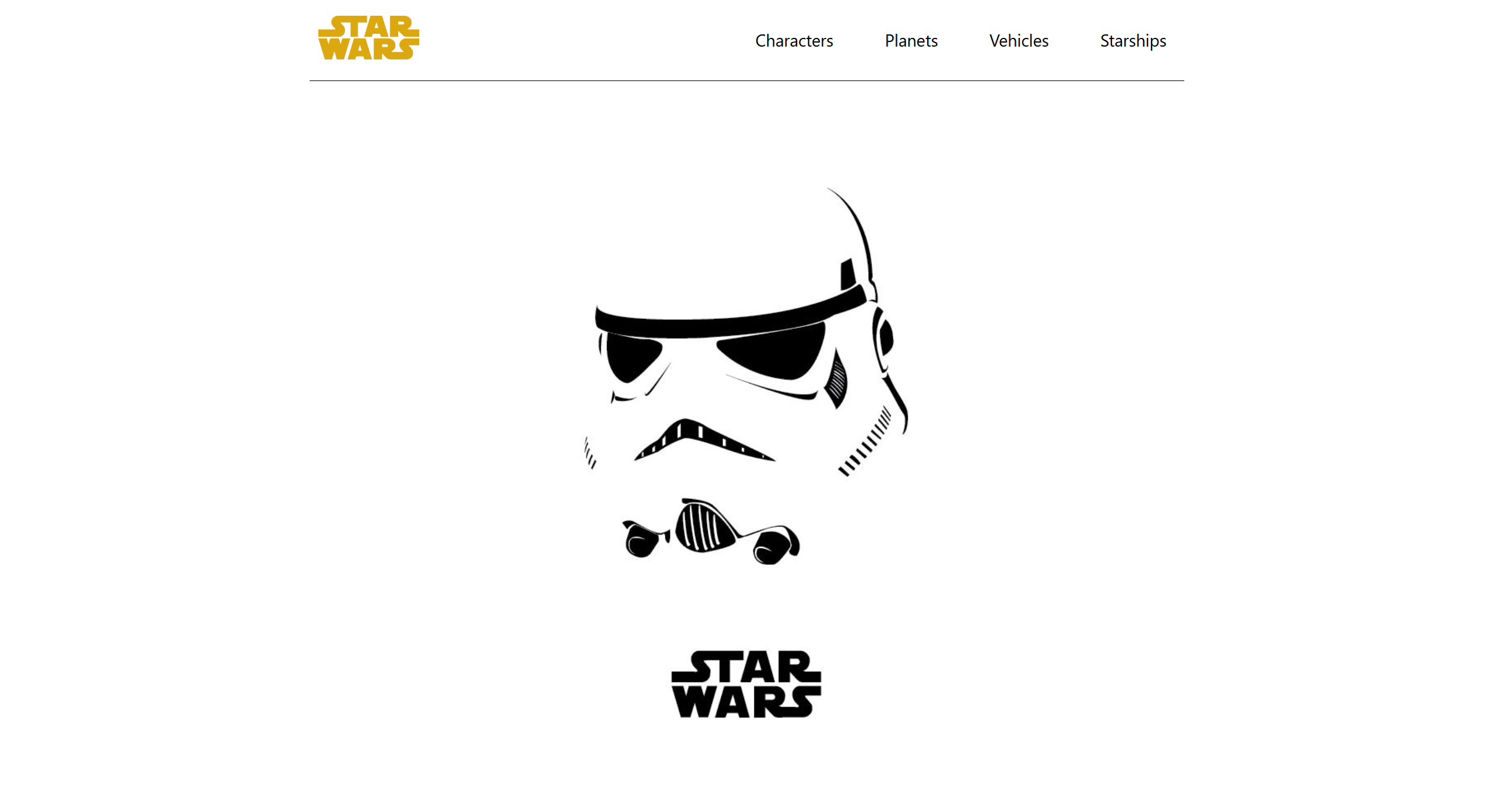 Screenshot of the Star Wars website.