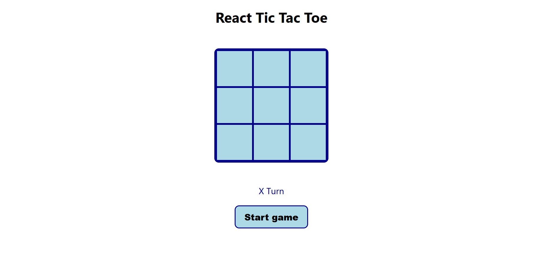 Screenshot of the tic tac toe website.