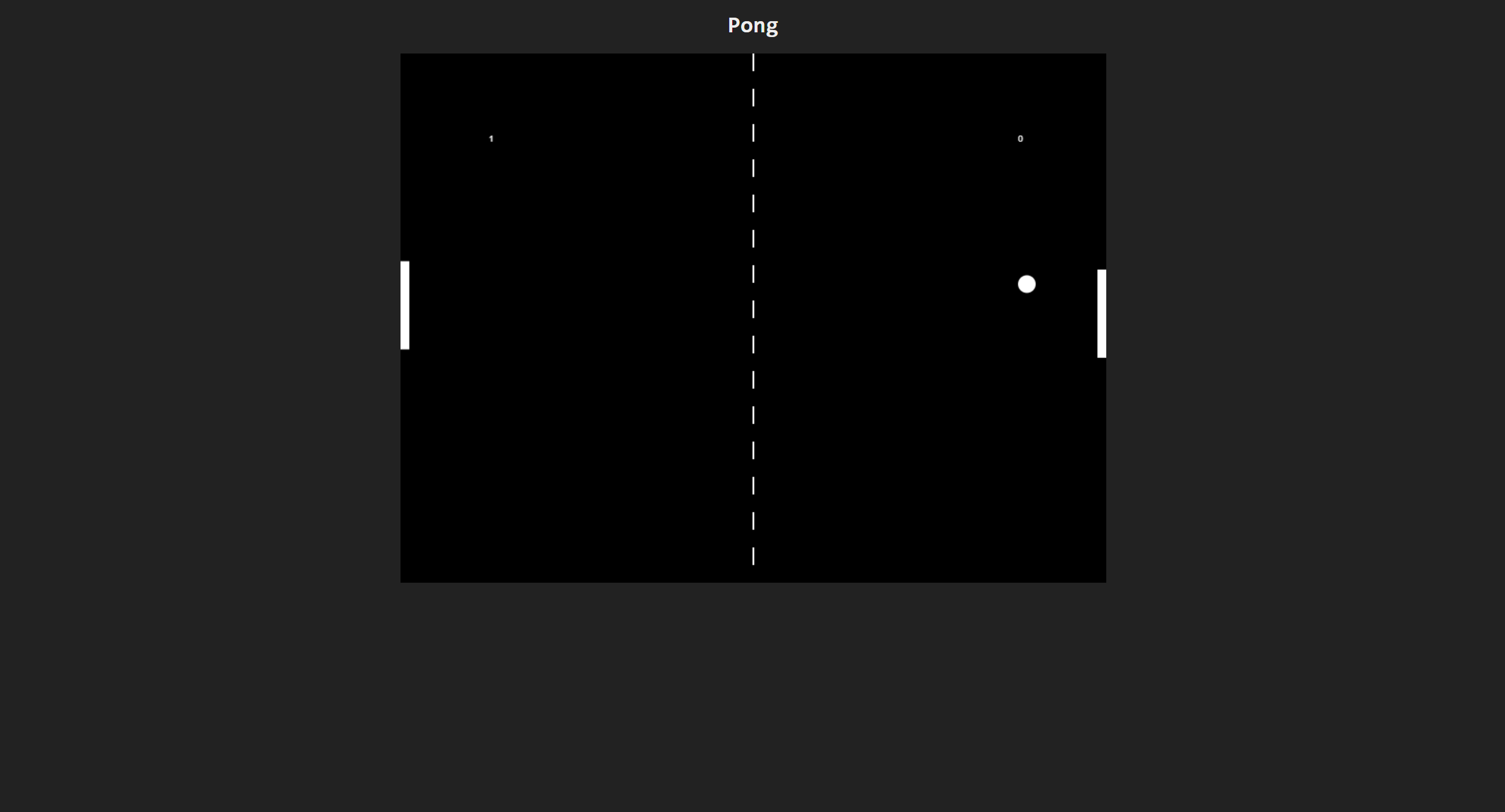 Screenshot of the pong website.